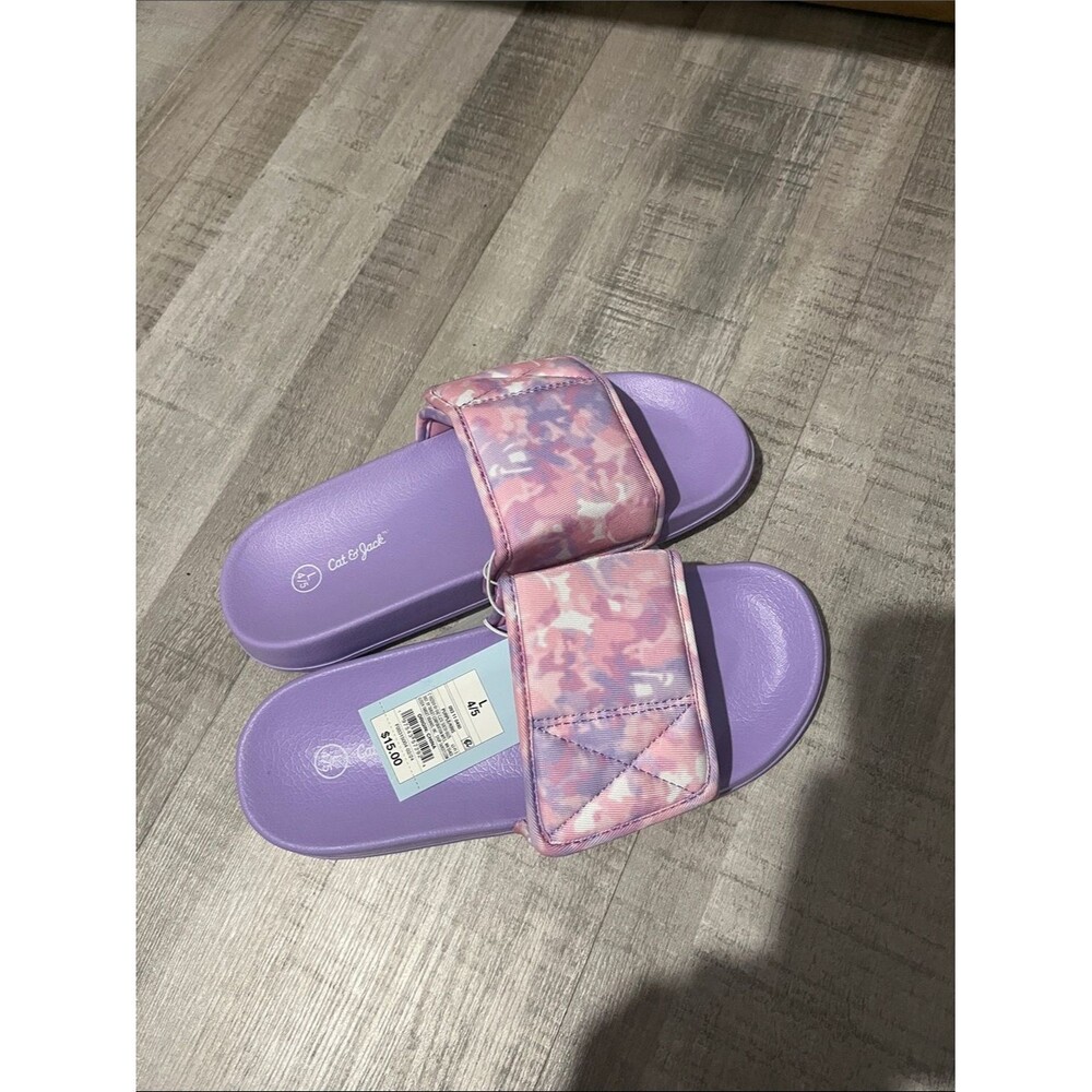 Cat & Jack Lavender and Pink Adjustable Slide Sandals